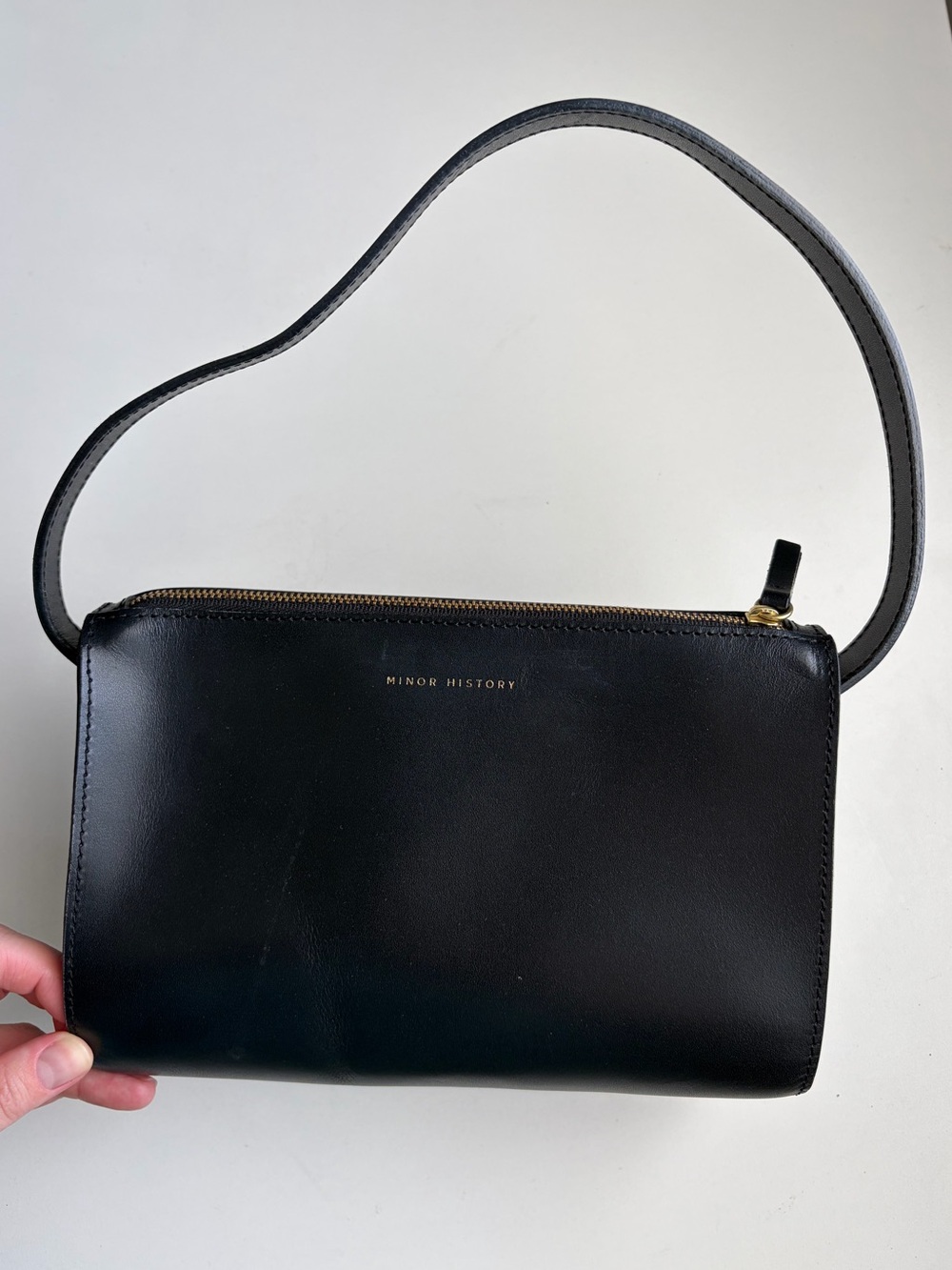 Minor History Black Leather Hand Bag